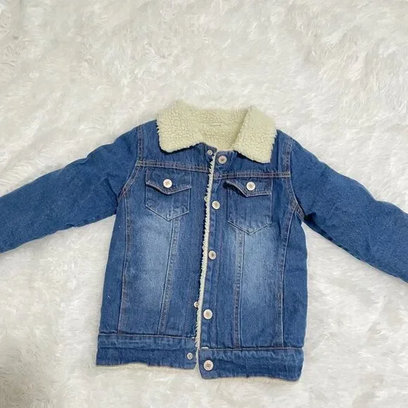 Unisex Kids BetterIn Denim Sherpa Jacket in Dark Denim Size Extra Extra Large - Picture 6 of 9